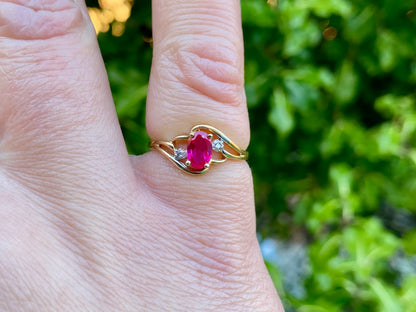 10ct Gold Ruby & Diamond Ring
