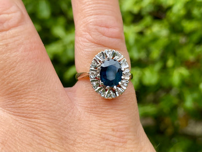 Vintage 9ct Gold Sapphire & Diamond Ring