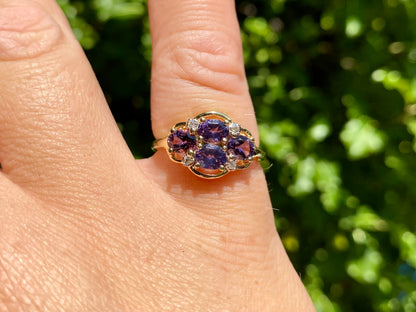 9ct Gold Purple Spinel & Zircon Ring
