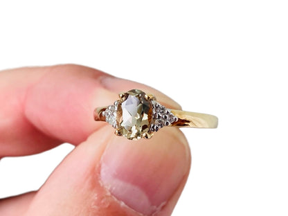 9ct Gold Csarite & Diamond Ring