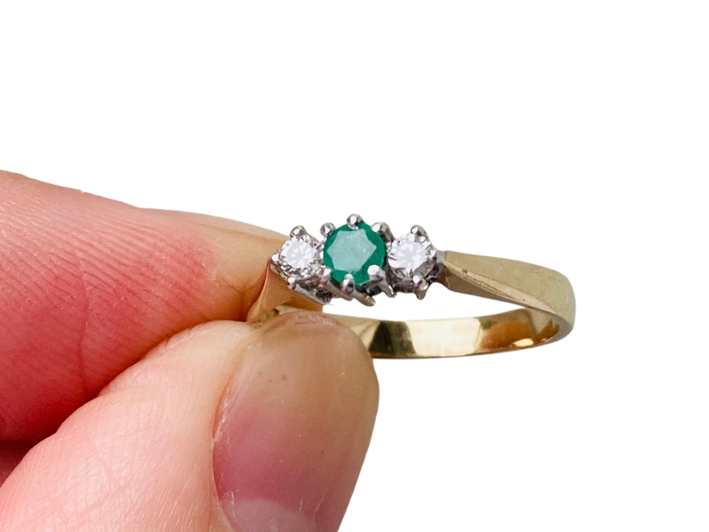 Vintage 9ct Gold Emerald & Diamond Ring