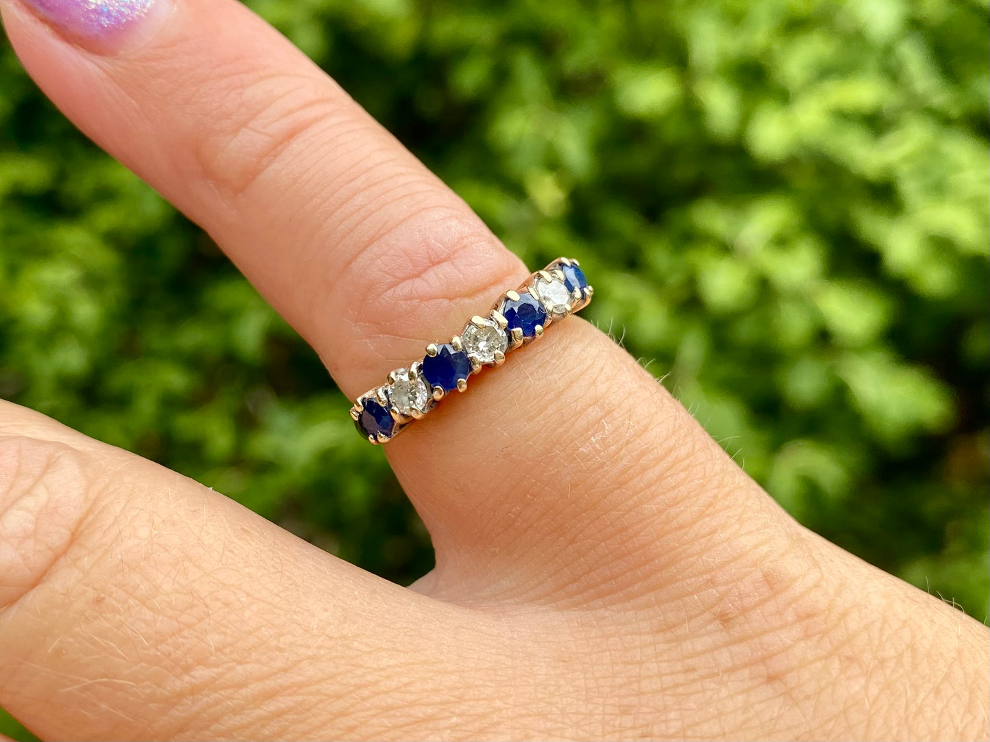 Vintage 9ct Gold Sapphire & Diamond Ring