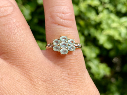 9ct Gold Green Kyanite & White Zircon Ring