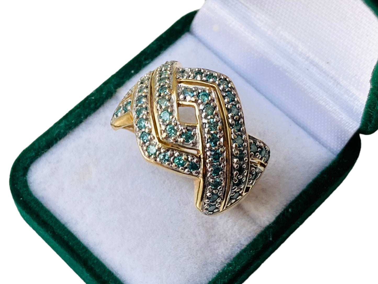 10ct Gold Blue Diamond Ring