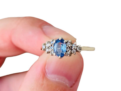 Vintage 9ct Gold Sapphire & Diamond Ring