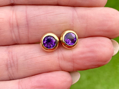 9ct Gold Amethyst Earrings