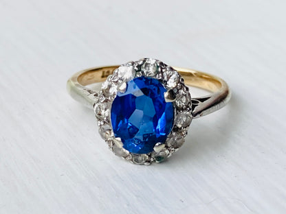 Vintage 9ct Gold Sapphire & Paste Ring