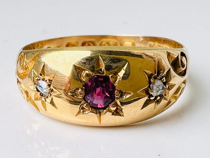 Antique 18ct Gold Ruby & Diamond Ring