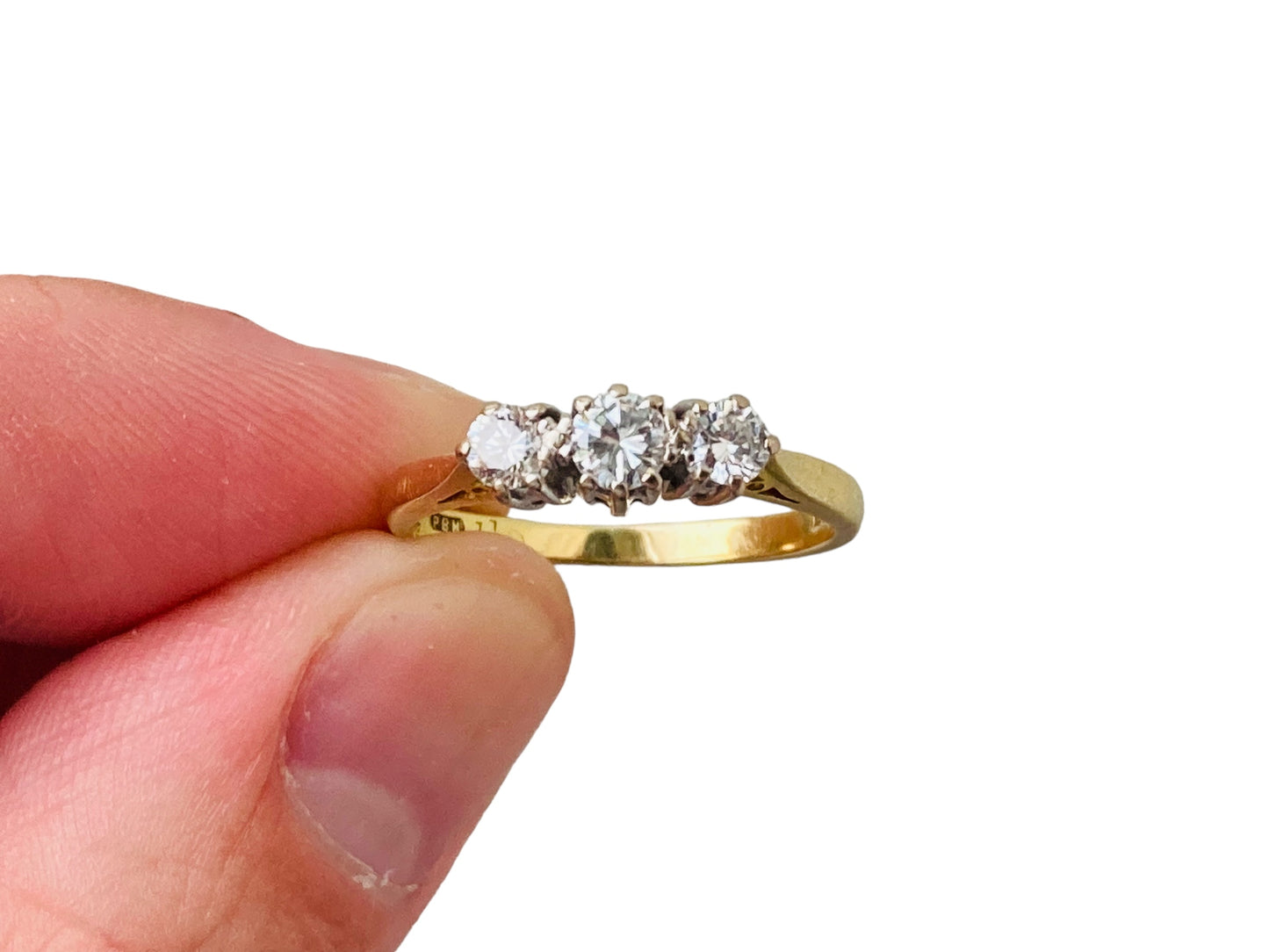 Vintage 18ct Gold 0.51ct Diamond Three Stone Ring