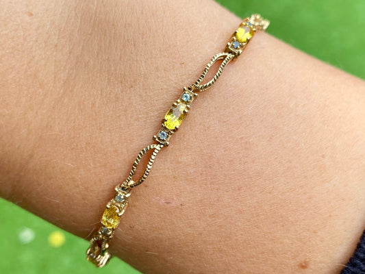 9ct Gold Yellow & Green Sapphire Bracelet