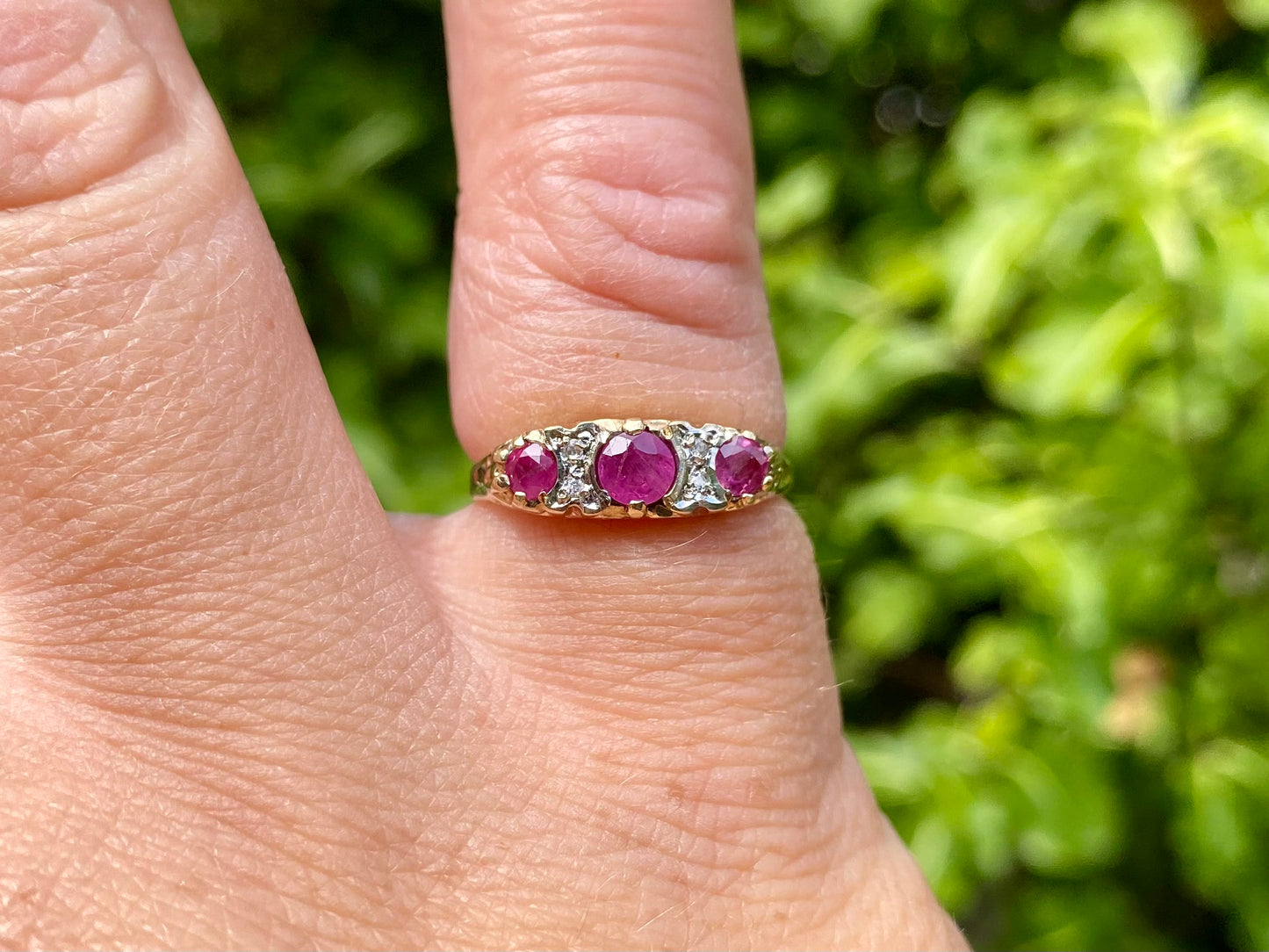 Vintage 9ct Gold Ruby & Diamond Ring