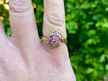 9ct Gold Pink Sapphire & Diamond Ring