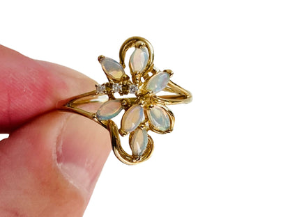 9ct Gold Opal & Diamond Ring