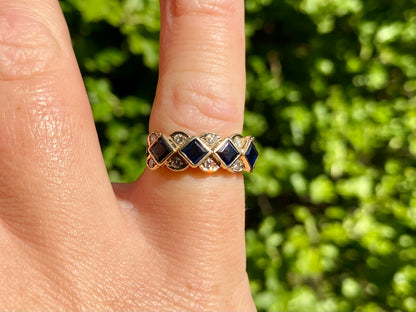Vintage 9ct Gold Sapphire & Diamond Ring