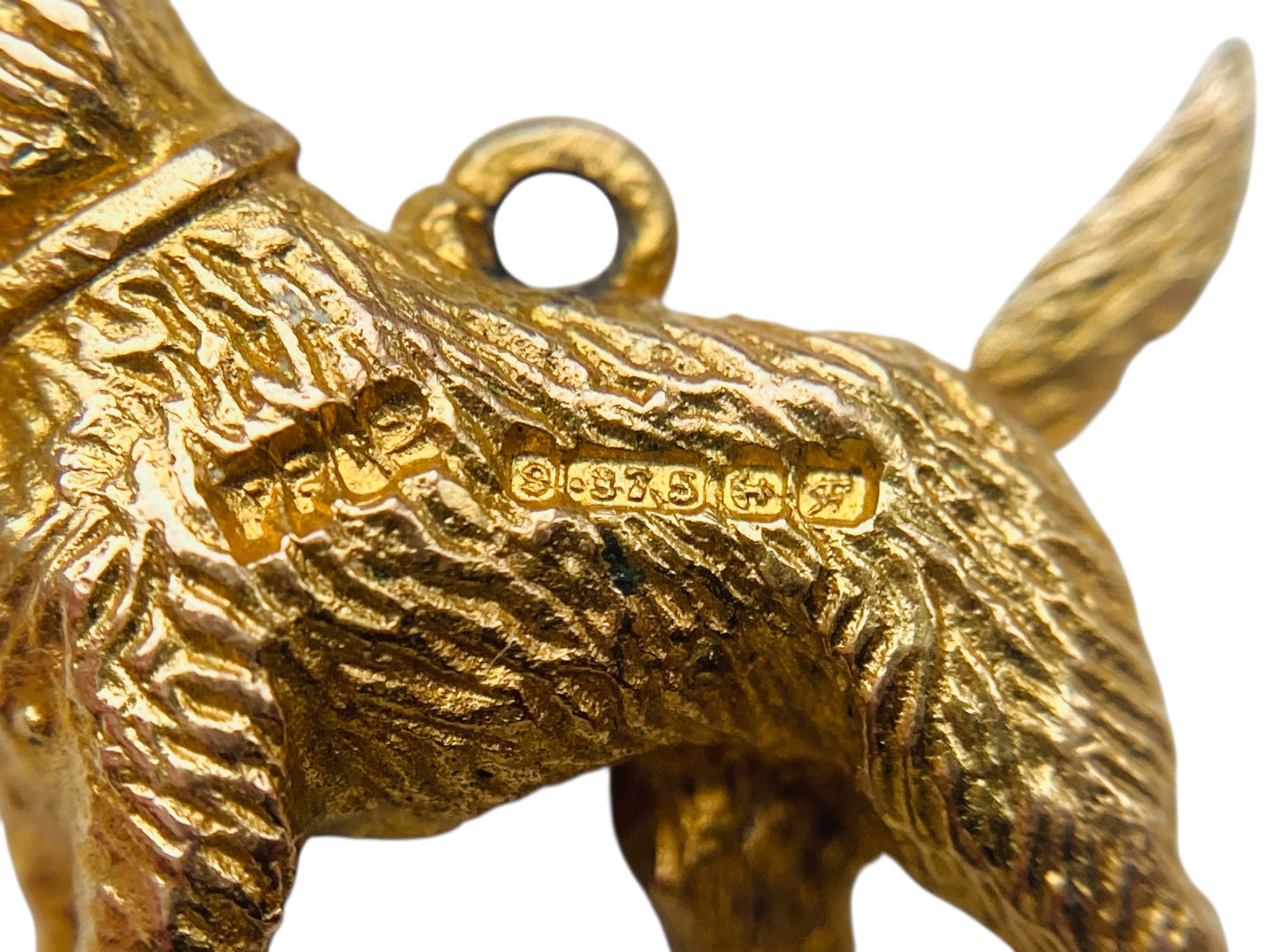 Vintage 9ct Gold Scottie Dog Moving Tongue Pendant or Charm