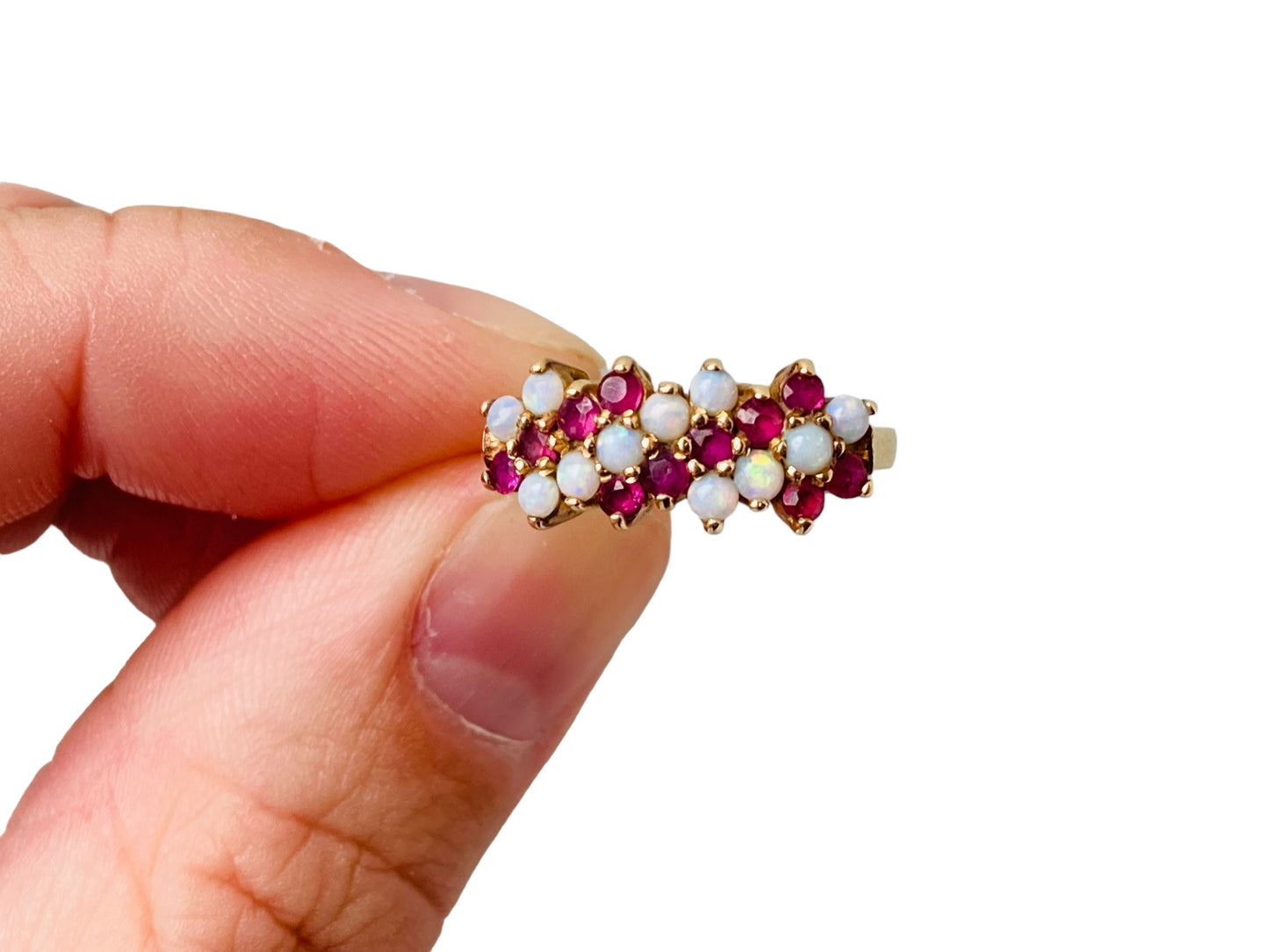 14ct Gold Ruby & Opal Ring