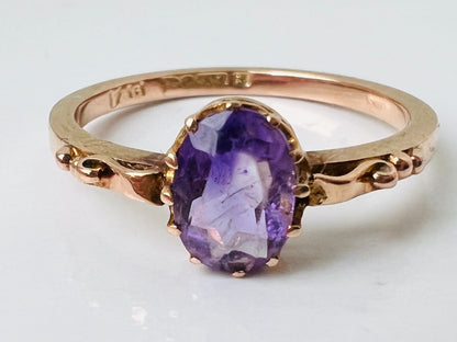 Antique 9ct Gold Amethyst Ring