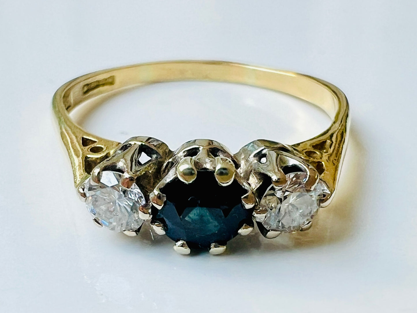 18ct Gold Sapphire & Diamond Trilogy Ring