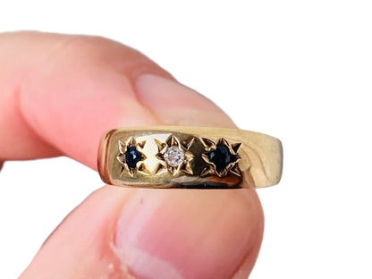 Vintage 9ct Gold Sapphire & Diamond Ring
