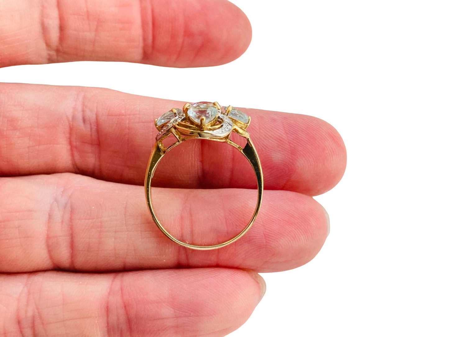 9ct Gold Morganite, Beryl & Diamond Ring