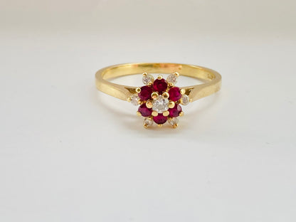 Vintage 9ct Gold Ruby & Diamond Ring