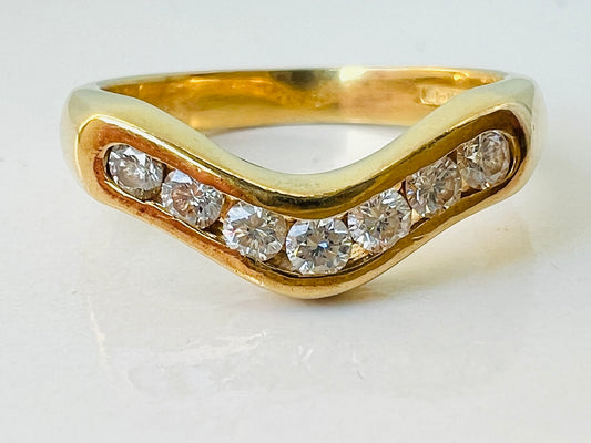 18ct Gold Diamond Wishbone/Chevron Ring
