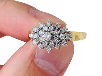 Vintage 18ct Gold 0.52ct Diamond Cluster Ring