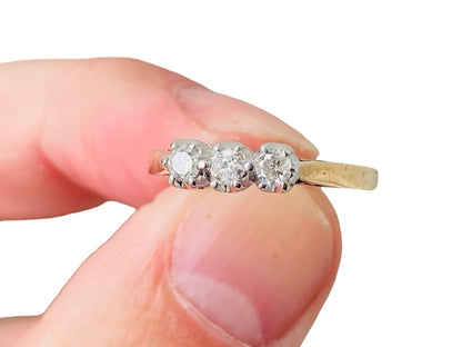 9ct Gold Three-Stone 0.25ct Diamond Ring