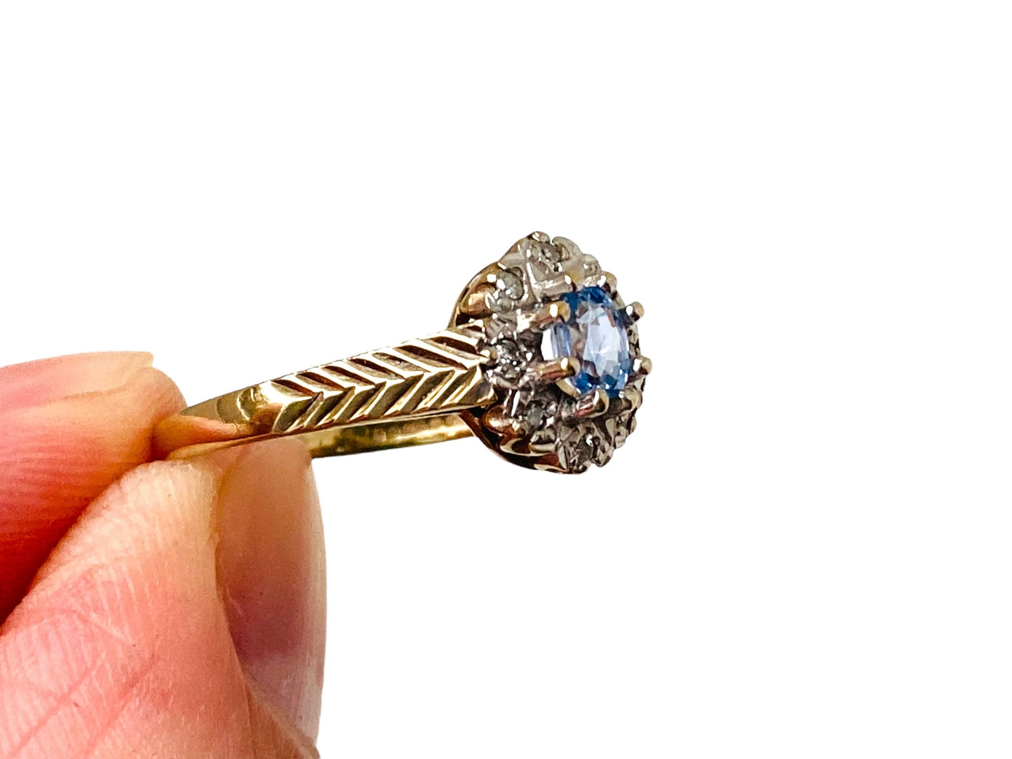 Vintage 9ct Gold Sapphire & Diamond Ring