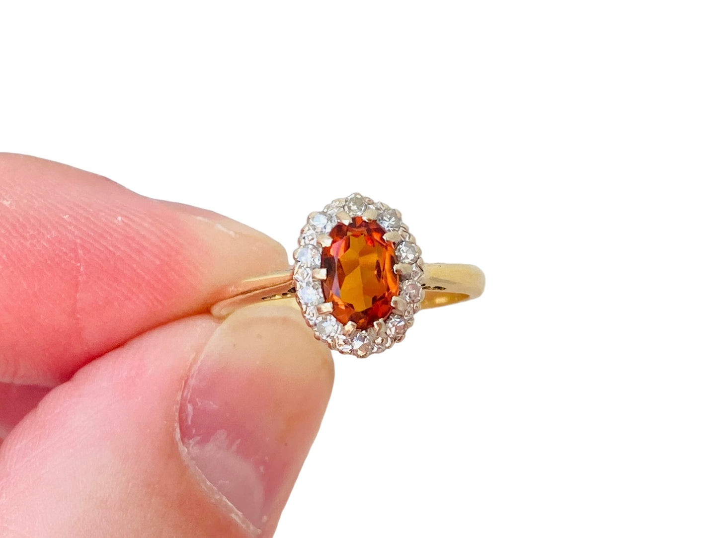 Vintage 18ct Gold Citrine & Diamond Ring