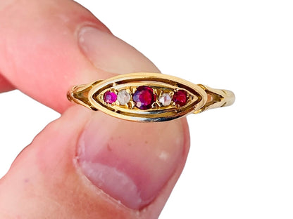 Antique 18ct Gold Ruby & Diamond Ring