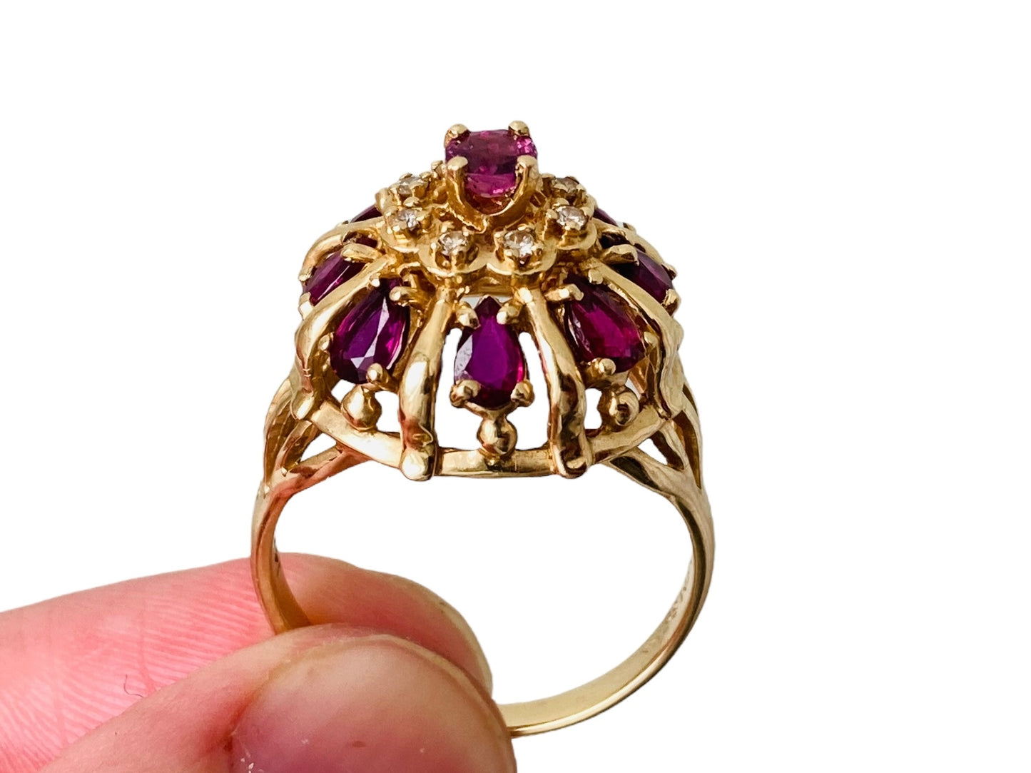 Vintage 14ct Gold Ruby & Diamond Ring