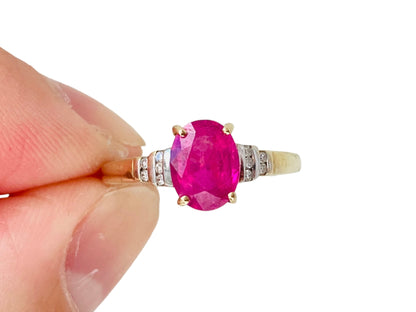 9ct Gold Pink Ruby & Diamond Ring