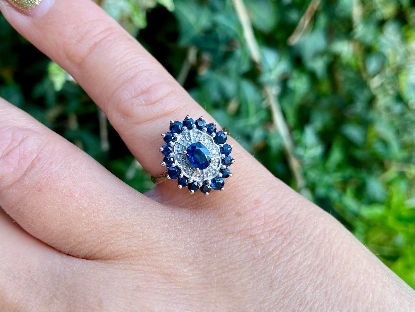 Vintage 9ct Gold Sapphire & Diamond Ring