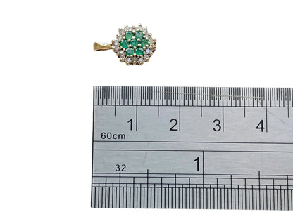 9ct Gold Emerald & Diamond Pendant