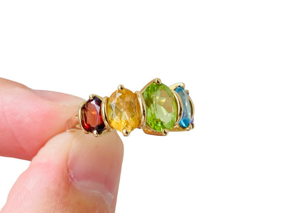 Vintage 9ct Gold Multi-Gemstone Ring