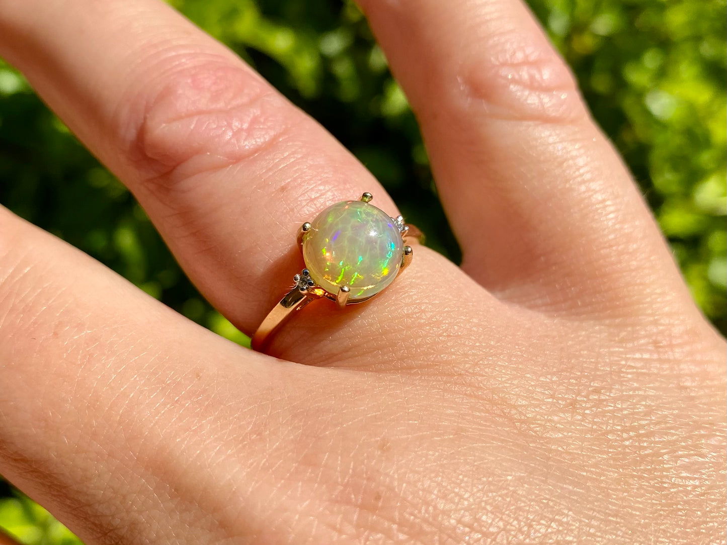 9ct Gold Opal & Diamond Ring