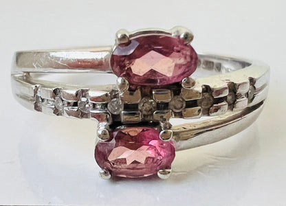 9ct Gold Pink Tourmaline & Diamond Ring