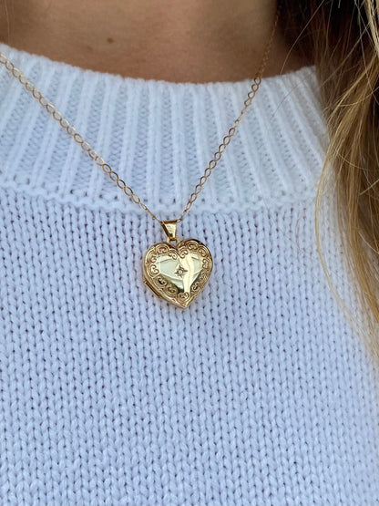 9ct Gold Locket Pendant With Necklace