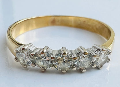 Vintage 18ct Gold Five-Stone Diamond Ring