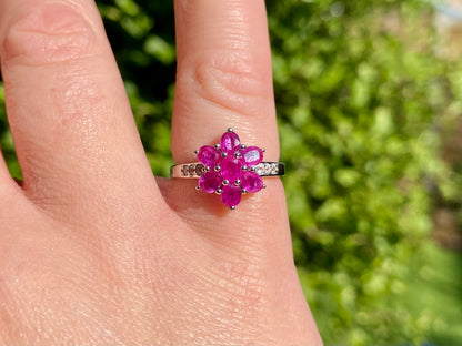 9ct Gold Pink Ruby & Zircon Ring