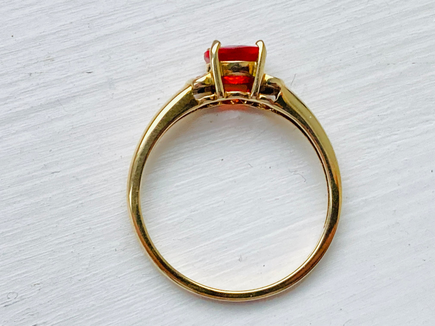 9ct Gold Fire Opal & Diamond Ring