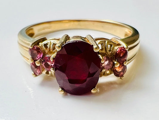 9ct Gold Ruby & Pink Tourmaline Ring