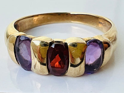 9ct Gold Amethyst & Garnet Ring