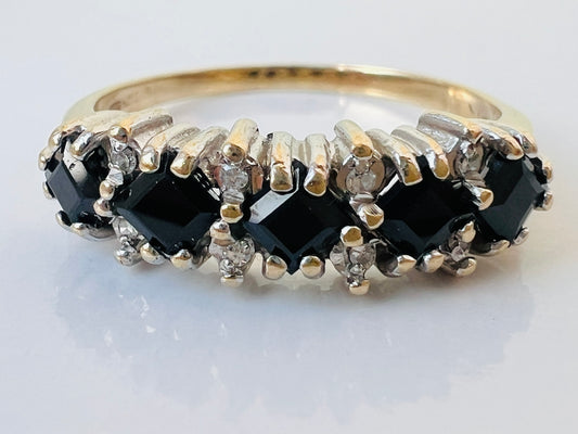 9ct Gold Sapphire & Diamond Ring