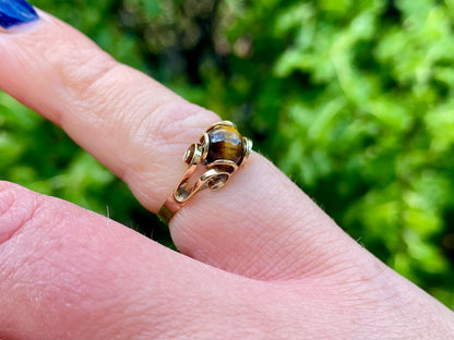 Vintage 9ct Gold Tigers Eye Ring