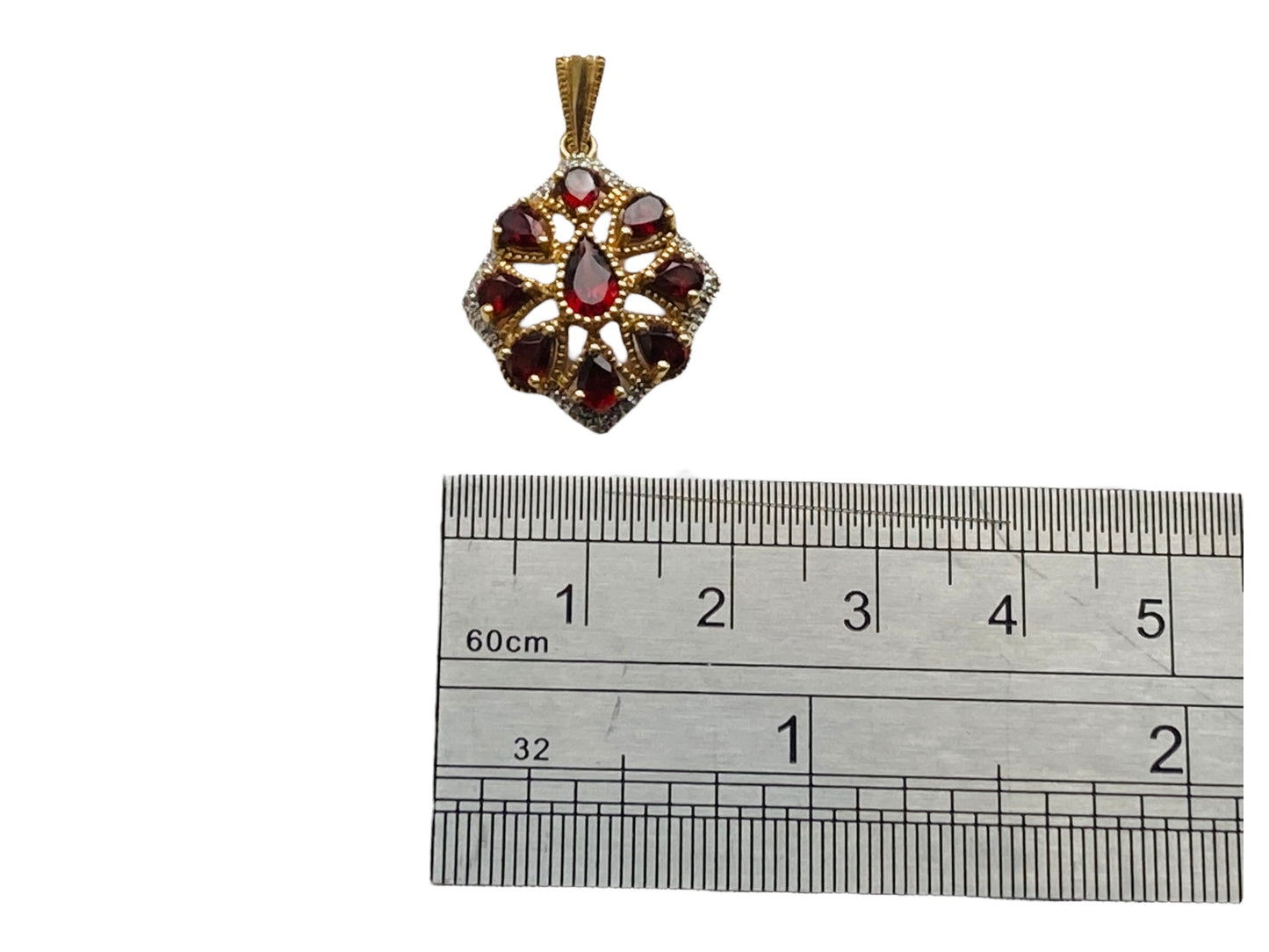 9ct Gold Garnet & Diamond Pendant