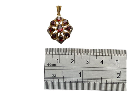 9ct Gold Garnet & Diamond Pendant