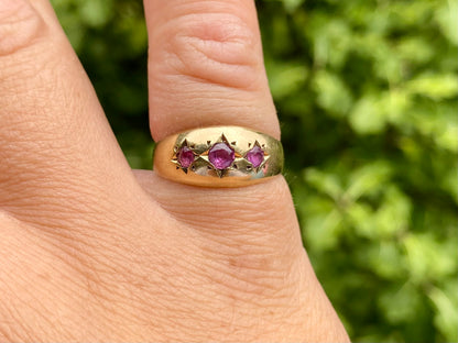 Vintage 9ct Gold Ruby Starburst Ring