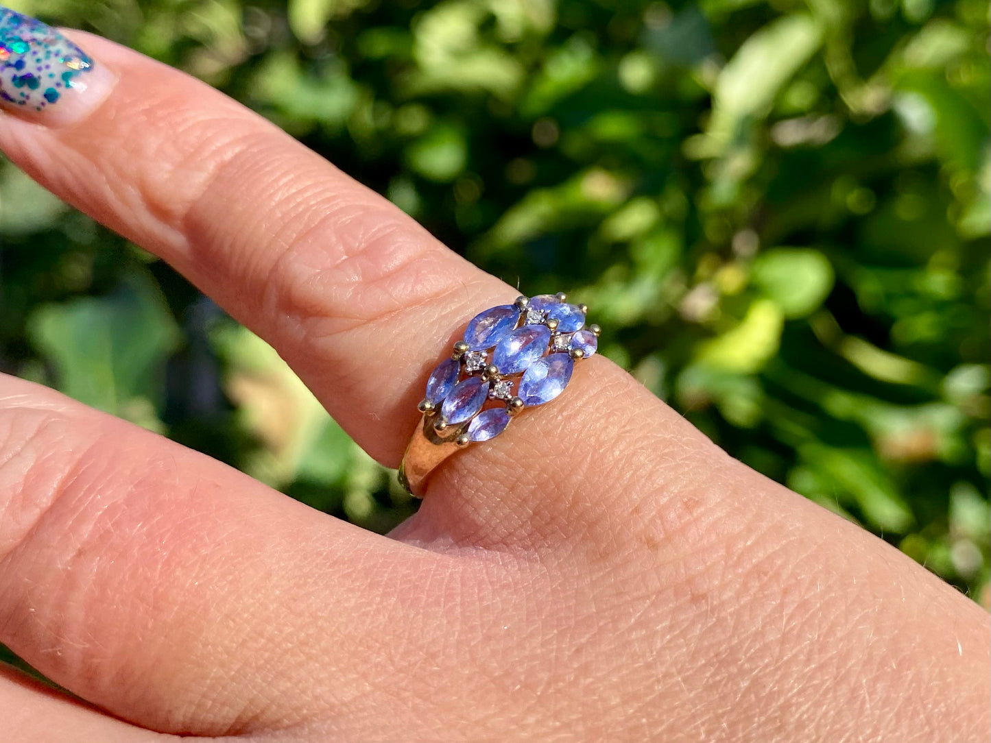 9ct Gold Tanzanite & Diamond Ring
